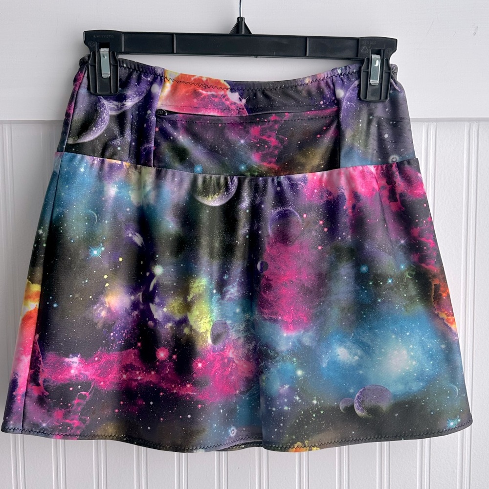 SparkleSkirts Black Galaxy running golf tennis activewear skort XS
